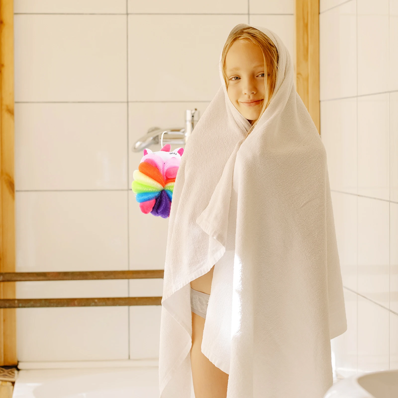 

2pcs Cartoon Bath Sponge Soft Body Scrubber Exfoliating Loofah For Kids Lightweight Bathing Supplies Bubble Maker Shower Sponge