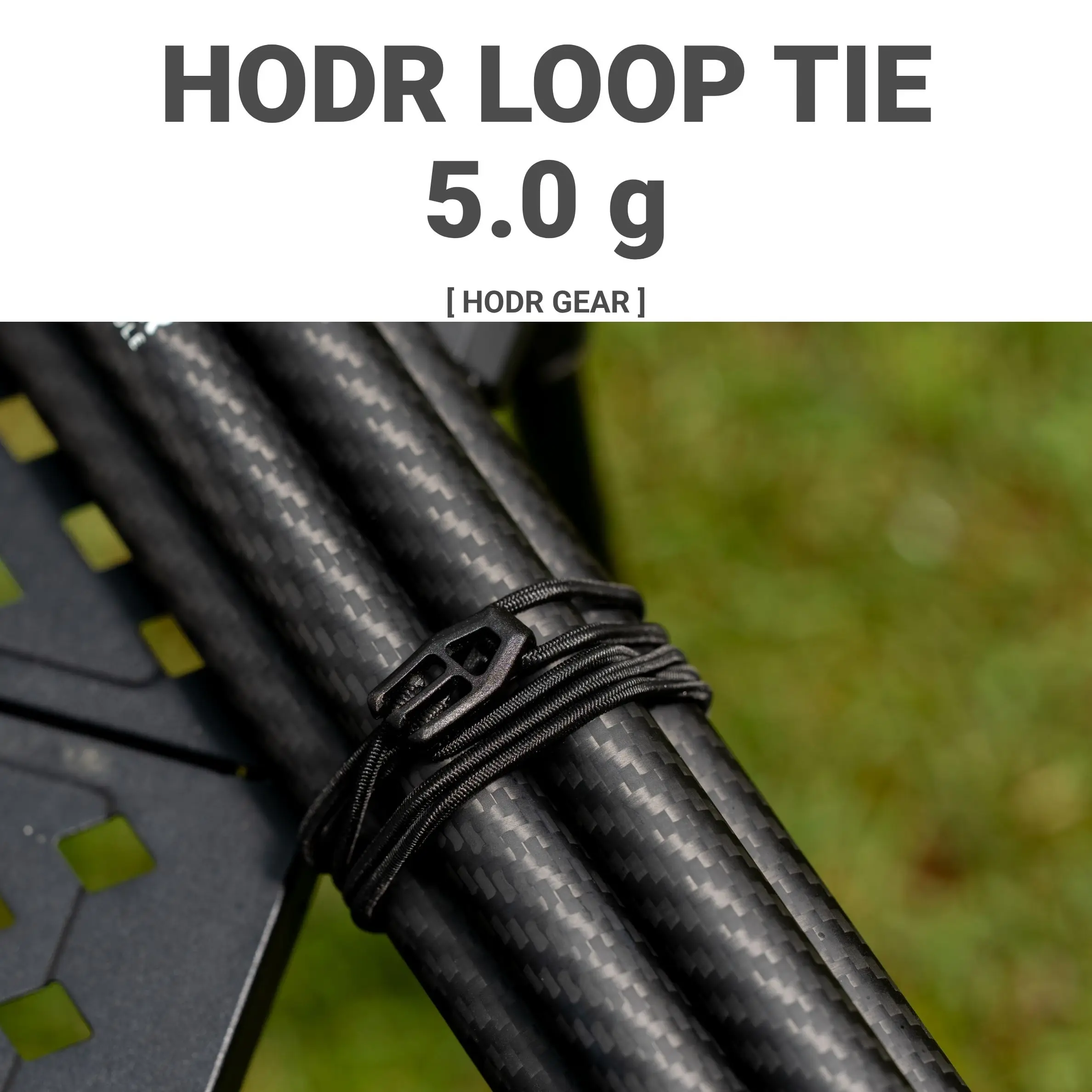 【HODRGEAR】 Loop Tie 2-Pack Ultralight Elastic Gear Ties 10g Set Nifco Hardware Reusable for Tent Poles Tarp Poles Slim Camp