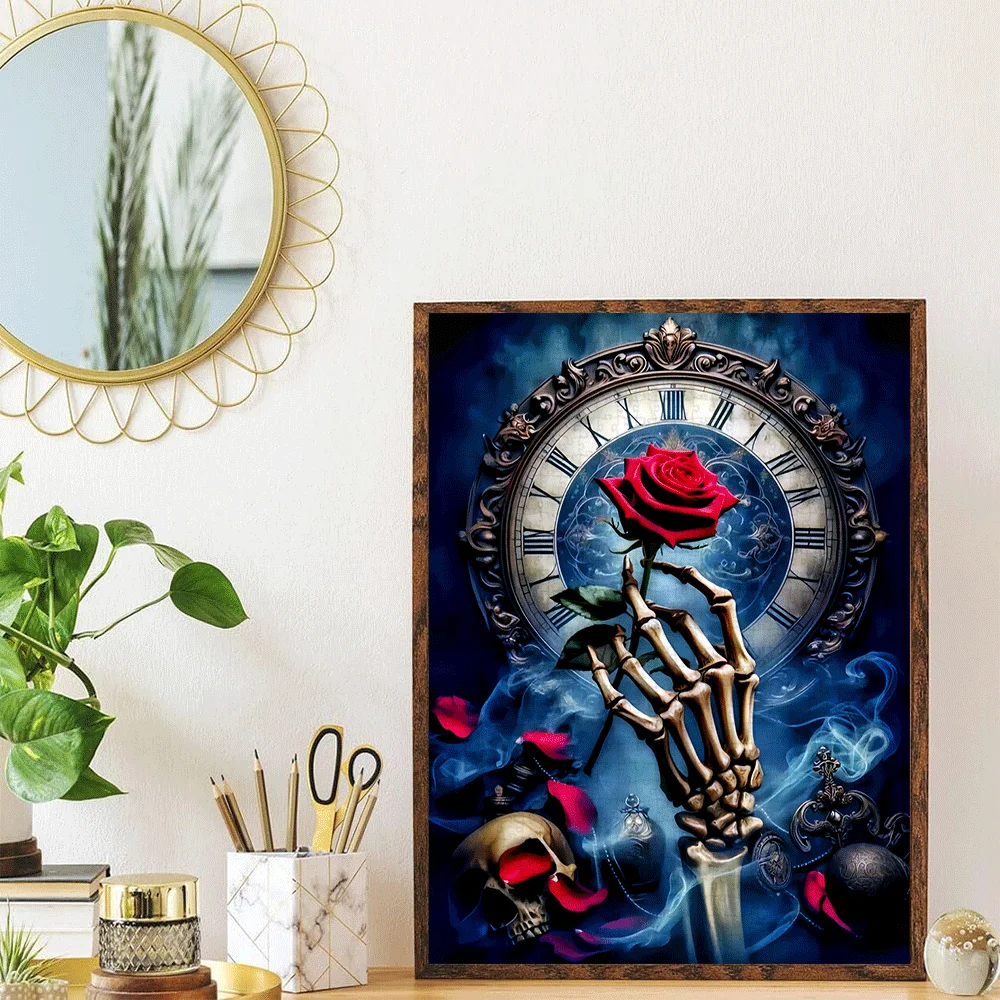 

1000 шт., большая головоломка в стиле готической фантазии-таинственные элементы с красной розой и черепом, картон, интерактивная игра «сделай сам» для рекламы