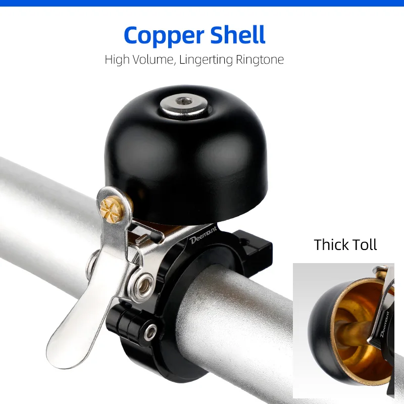 Deemount 클래식 사이클 황동 벨, 왼손 오른손 사용 자전거 핸들 바 마운트, 양극산화 35mm 링, 하이 피치, 선명한 소음 경고