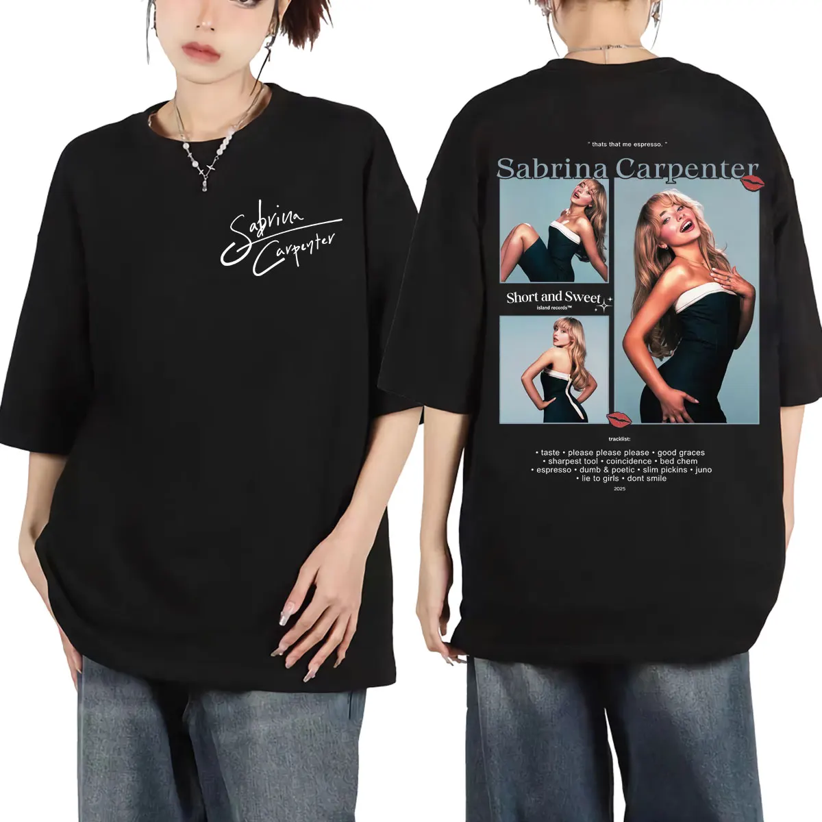

Sabrina Carpenter Album Poster Graphic T Shirts Men Women Fashion Aesthetic Short Sleeve T-shirt Summer Casual Cotton T-shirts