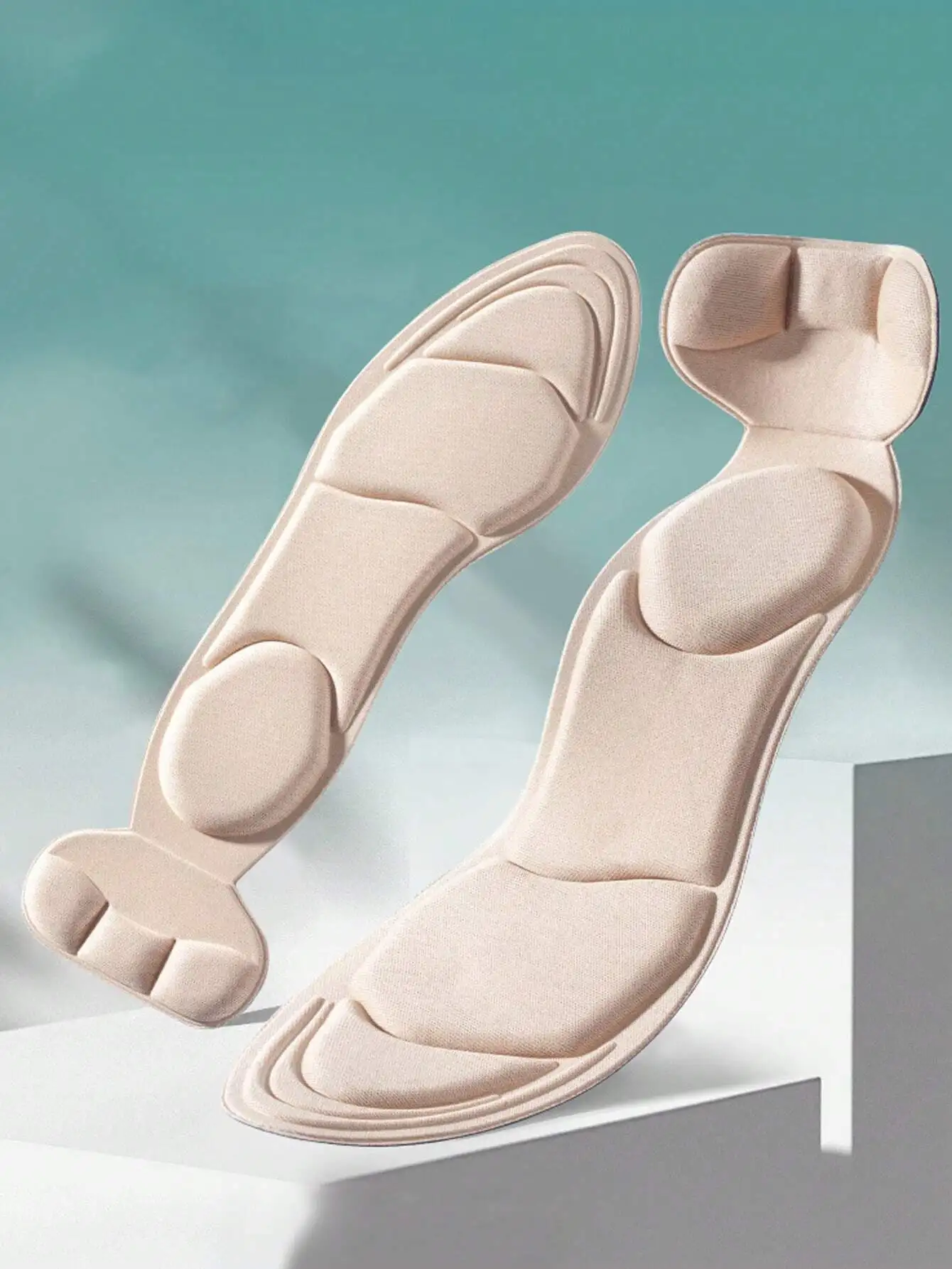 

1pair 2-In-1 Sponge Shoe Insoles With Heel Stickers, Anti-Slip Massage High Heel Shoe Pads, Trim-To-Fit Cushion Pads With Sticke