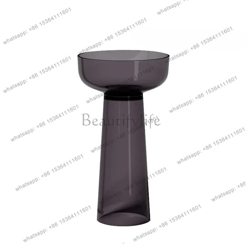 

Transparent resin column basin Hotel bathroom Color round integrated floor type hand wash basin