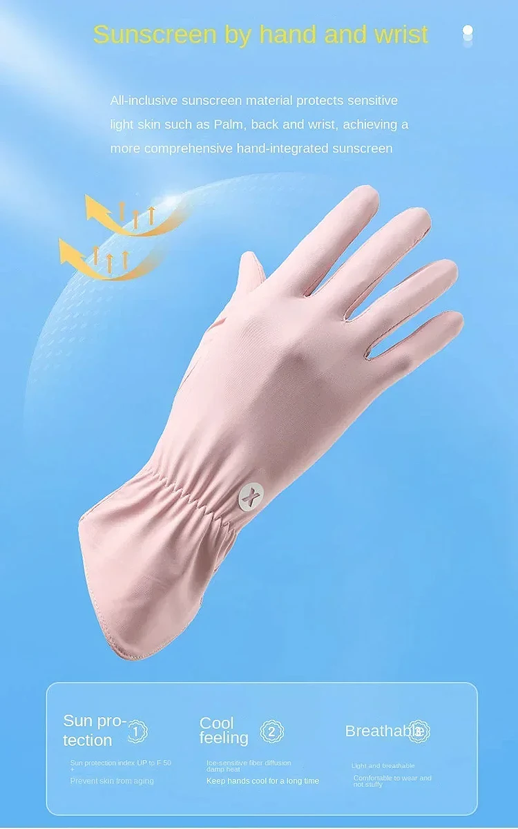 Summer Ice Silk Cool Breathable Gloves for Outdoor Driving and Cycling UV Resistant Touch Screen Flip Elastic Protective Gloves
