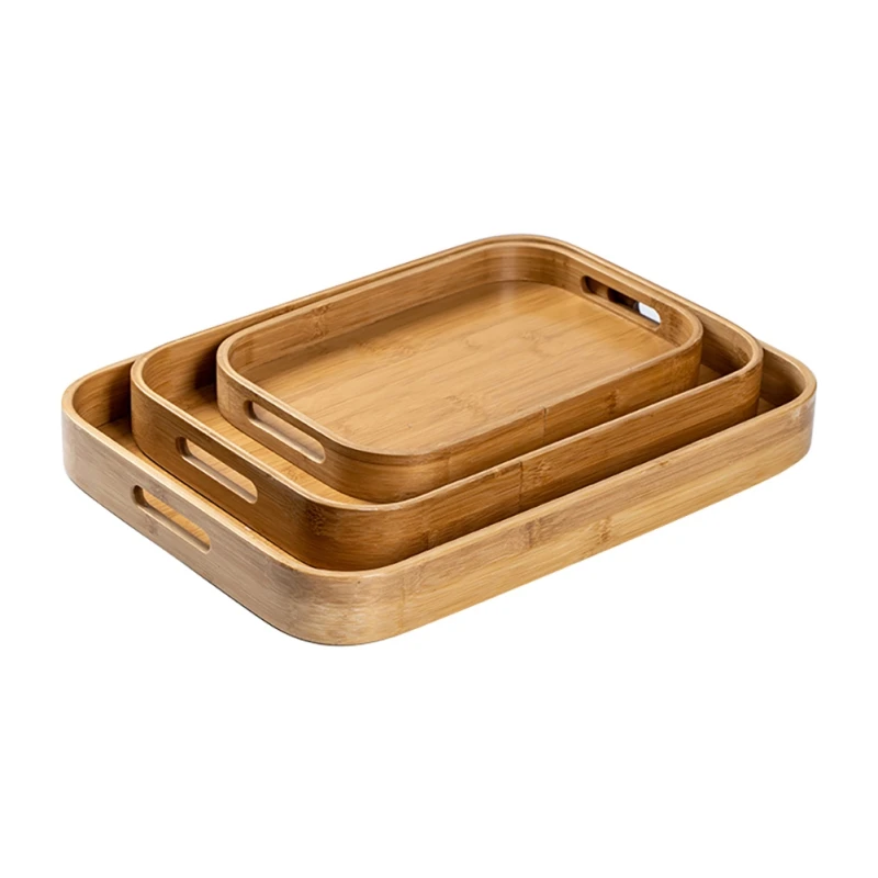 Bamboo Wooden Rectangular Round Tea Tray Solid Wood Tray trays serving tray Kung Fu Tea Cup Tray Wooden Hotel Dinner Plate