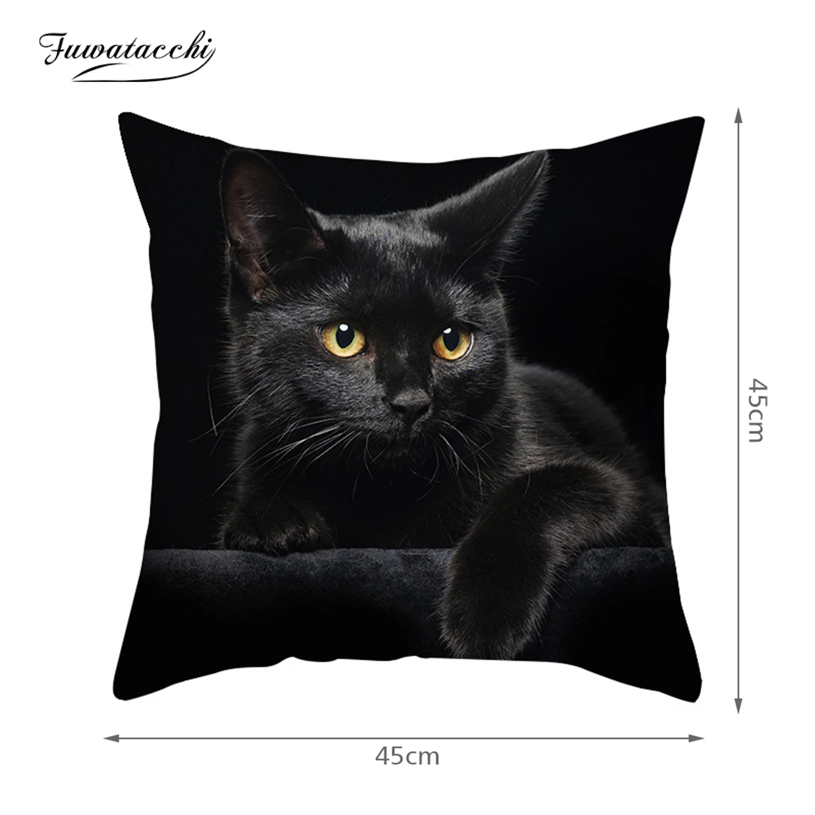Fuwatacchi Mèo Đen Gối Hoạt Hình \ T \ T \ T \ T \ T \ T \ TÁo Gile Funny In Đệm Phòng Trẻ Em Mèo Cà Phê Trang Trí Vỏ Gối