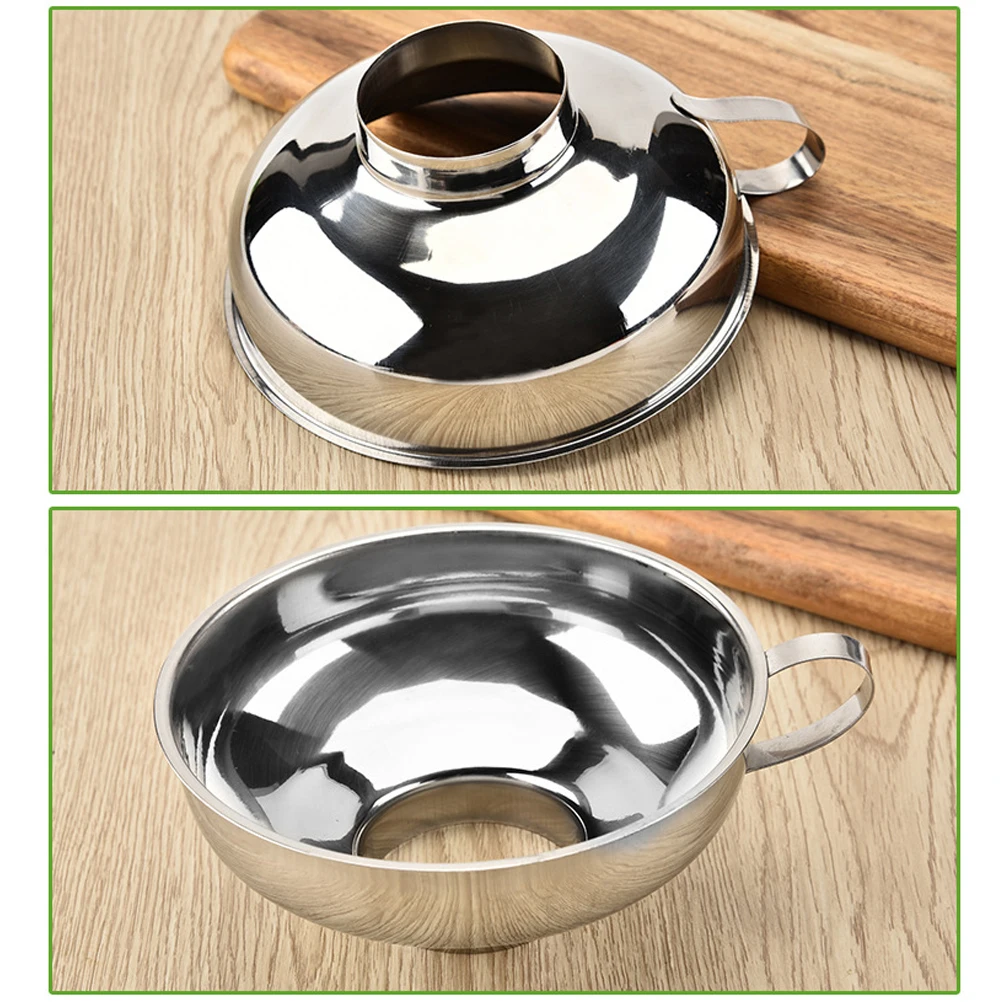 

2 pcs Stainless Steel Funnel for Jars Canning Wide Mouth Removable Filter Kitchen Tool Easy Cleaning Food Grade