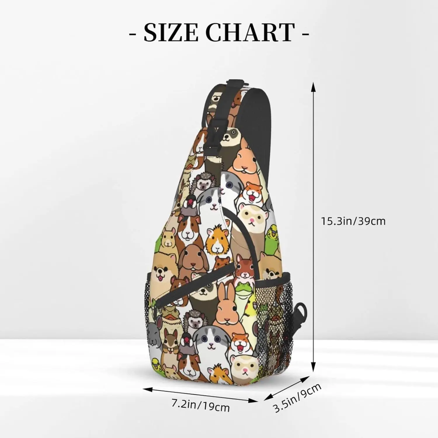 Bunny Cartoon Animals Sling Bag para homens e mulheres, mochila crossbody, bolsa de ombro unissex, viagem, casual, caminhada, alça ajustável