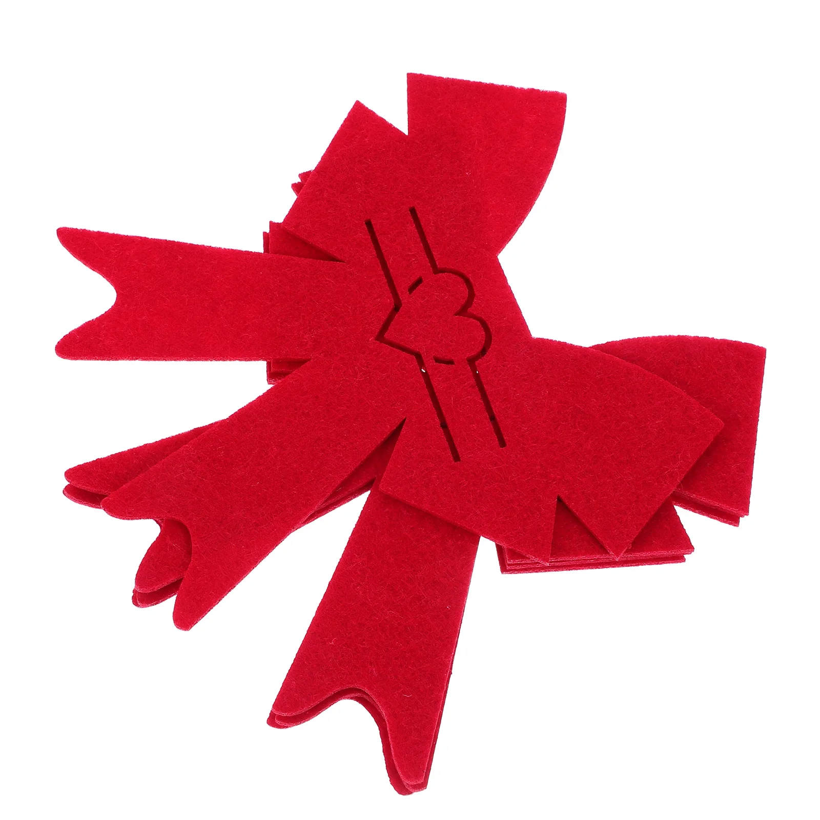

Bow Knife and Fork Bag Heart Design Cutlery Holder Wedding Red Non-woven Fabric Decorative