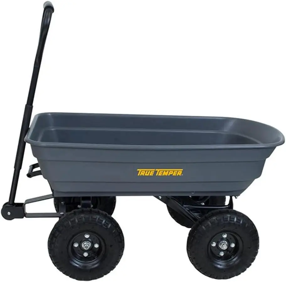 

Easy Dump Garden Cart with 4 Cu. Ft. Capacity and 10 in. Pneumatic Tires for Lawn, Yard, Farm Use