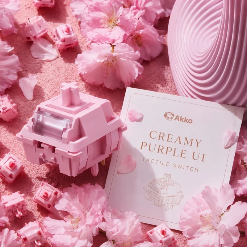 Akko Creamy Purple U1 45g±8g Tactile Switch Factory-lubed Smooth 5-Pin Hot-swappable MX Switches Mechanical Keyboard Accessories