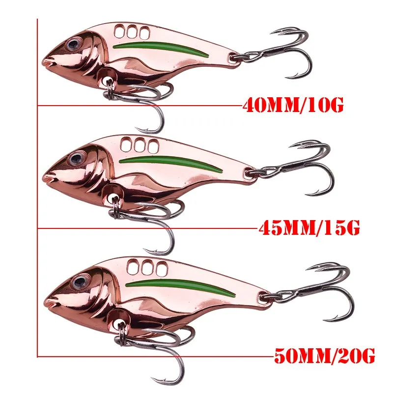 1Pcs Metal VIB Spoons Fishing Lure 10g 15g 20g Vibrating Wobbler Lures Artificial Hard bait Tackle Sequin Bass crank Lures Pesca