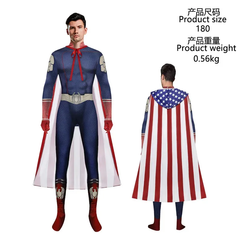 qa156The Boys Cospaly Superhero The Homelander Women Men Halloween Costume Antony Starr A Train Suit Jumpsuit Cloak Body