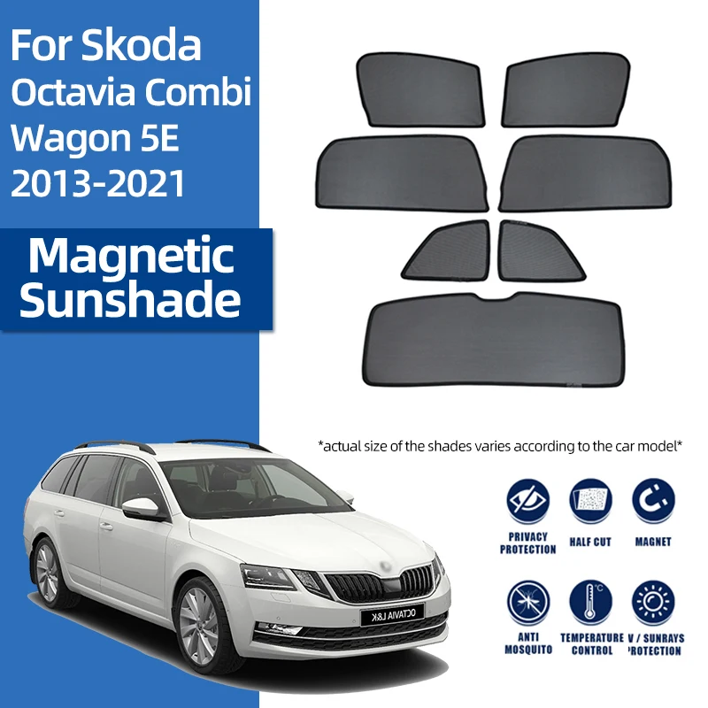 

For Skoda Octavia Combi MK3 2012-2019 Magnetic Car Sunshade Shield Front Windshield Curtain Rear Side Baby Window Sun Shade