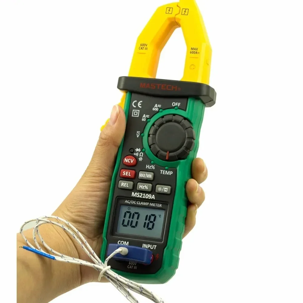 

Mastech MS2109A Auto Range Digital Current Clamp Meter AC DC Multimeter HZ Temp Capacitance Voltage Tester with NCV Detector