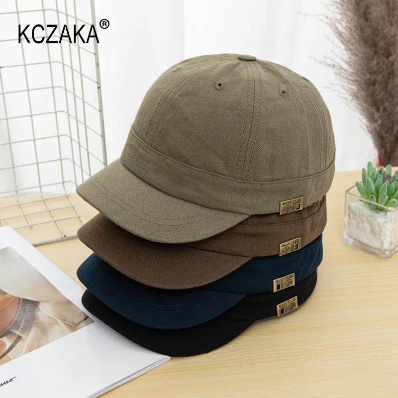 

Бренд KCZAKA, 5 см, бейсболка с короткими полями для мужчин, весенне-осенняя хлопковая бейсболка с мягким верхом, винтажные шапки для судьи, шляпа для папы
