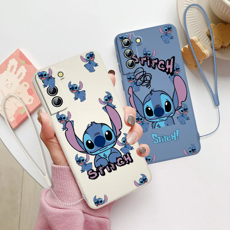 Stitch Abomination Cute For Samsung Galaxy S22 S21 S20 FE S10 Note 20 10 Ultra Lite Plus Liquid Rope Soft Phone Case Capa