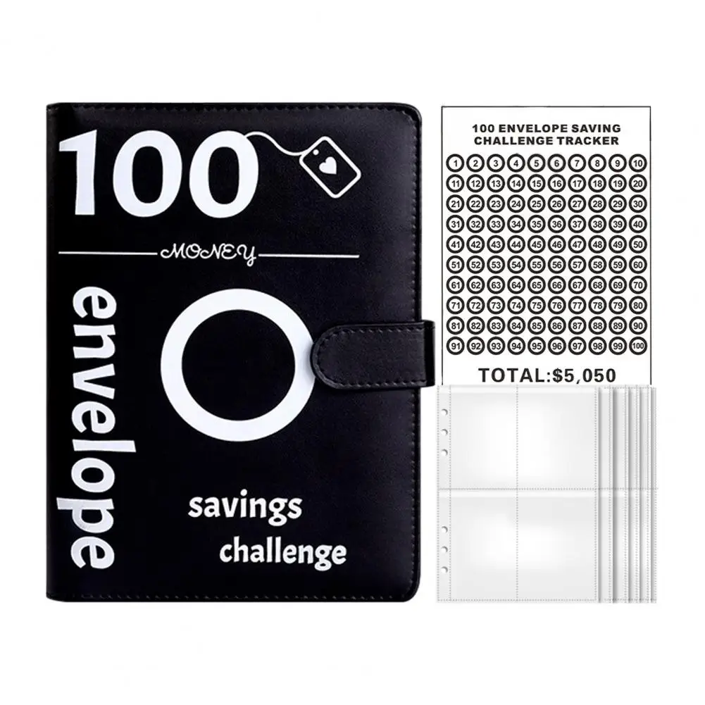 Sobre de libro resistente al agua, carpeta con 100 sobres, rastreador de desafío de ahorro de dinero, sobre de efectivo para planificación