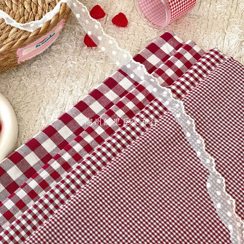 140x50cm Roter Gewaschener Baumwollstoff mit Schöner Karomusterung aus Reiner Baumwolle für Damenhandtaschen und Haaraccessoires Sewi – Detail 11
