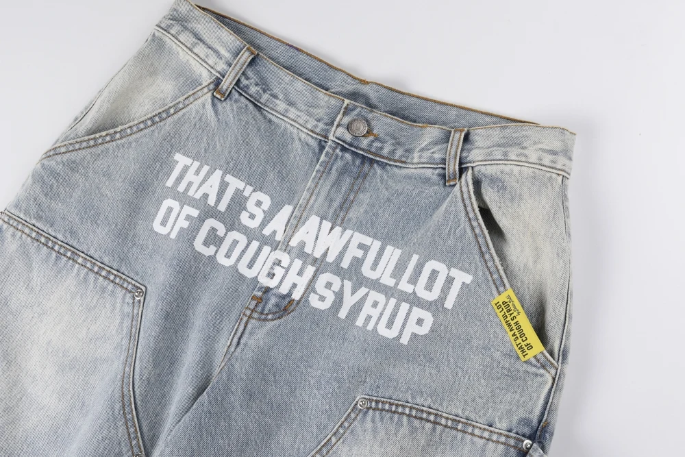 Męskie szorty jeansowe w stylu amerykańskim, markowe, z nadrukiem z diamentami, męskie spodnie codzienne.