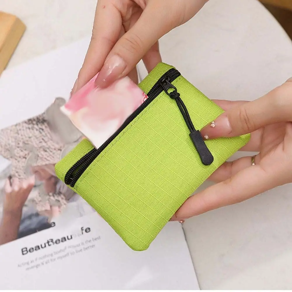 กระเป๋าสตางค์ dompet koin สีพื้นสไตล์เกาหลีย้อนยุค tas barang ขนาดเล็กมีซิปกระเป๋าเก็บกระเป๋าใส่เหรียญบัตรกลางแจ้ง