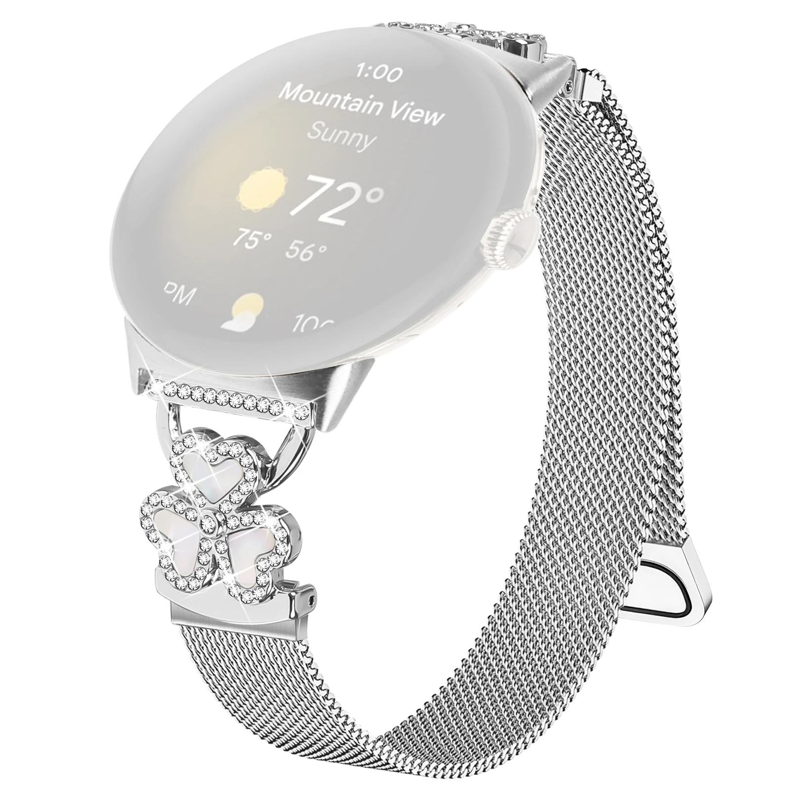 

Серебряный миланский ремешок для Google Pixel Watch 4 41 мм/3 41 мм/2/ремешок для часов Heart Clover