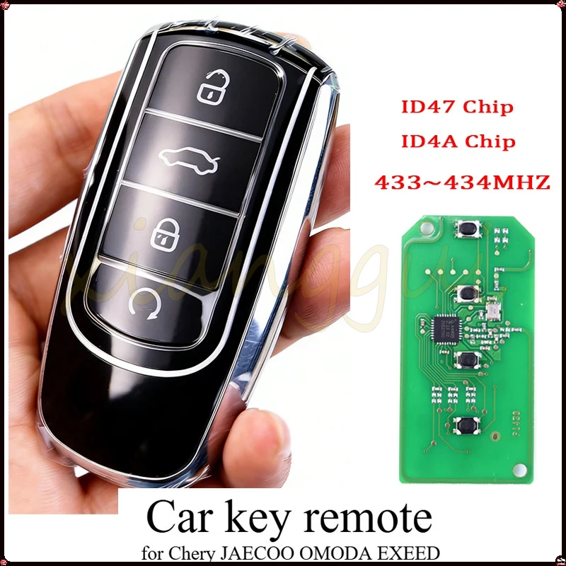 For Chery OMODA EXEED Tiggo 8 Plus Tiggo8 Pro JAECOO 433 434MHZ ID47 4AChip Car Key Remote Fob Car Key Shell