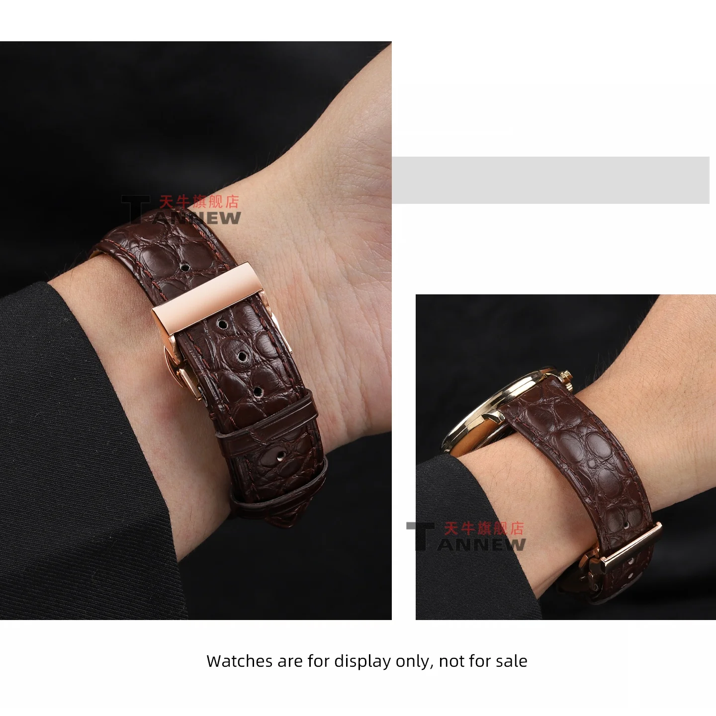 Für Emporio Armani Black Warrior Watch 22 mm echtes Alligatorlederarmband mit Faltschließe, luxuriöses Ersatz-Uhrenarmband