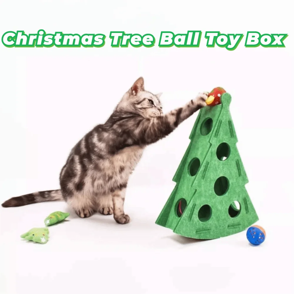 

New Christmas Tree Shape Cat Scratching Posts Felt with Ball Cat Exercise Toy Compact Size DIY Pet Interactive Toy Kitten