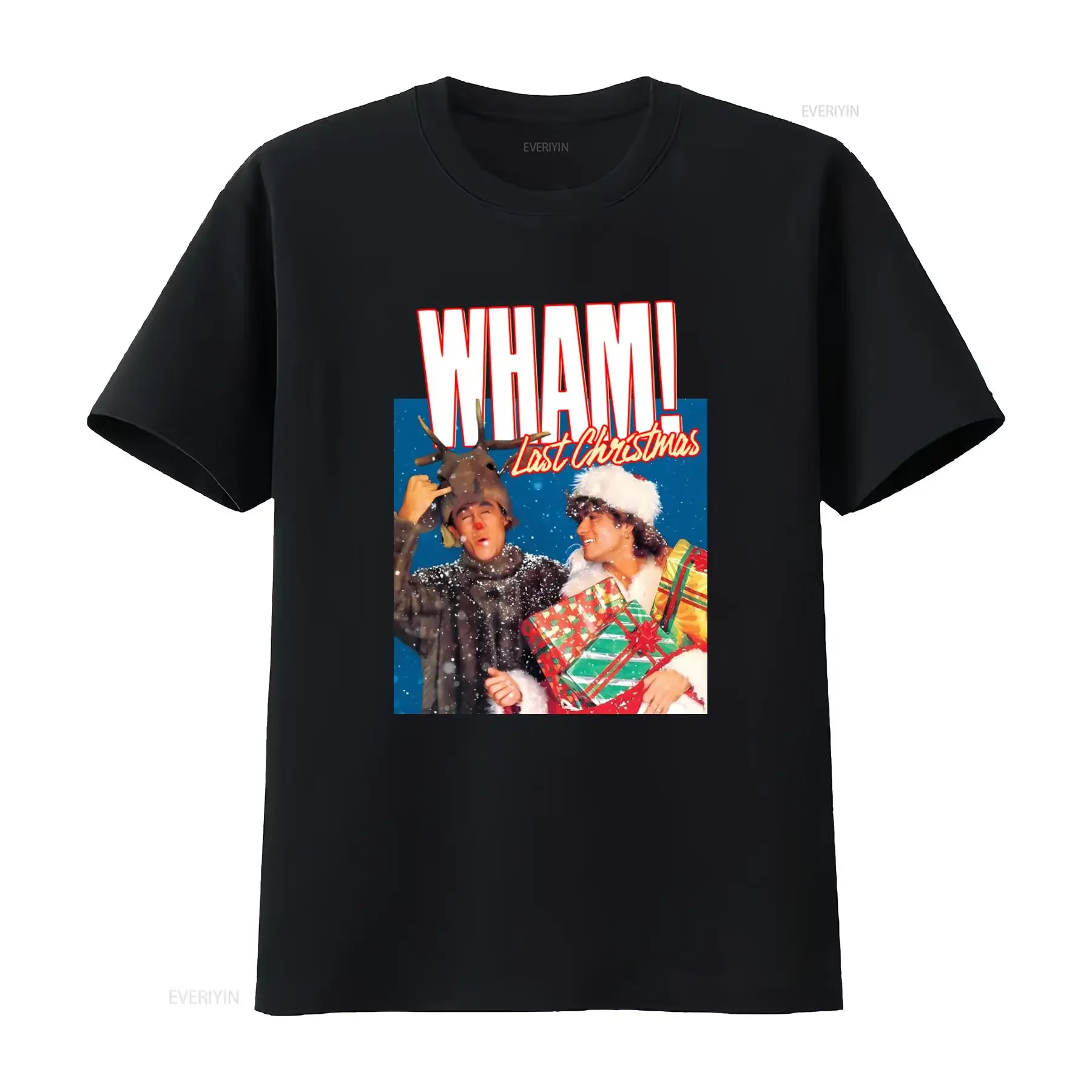George Michael Last Christmas WHAM Festive T Shirt for  vintage Washed streetwear Comfortable Versatile Soft Casual