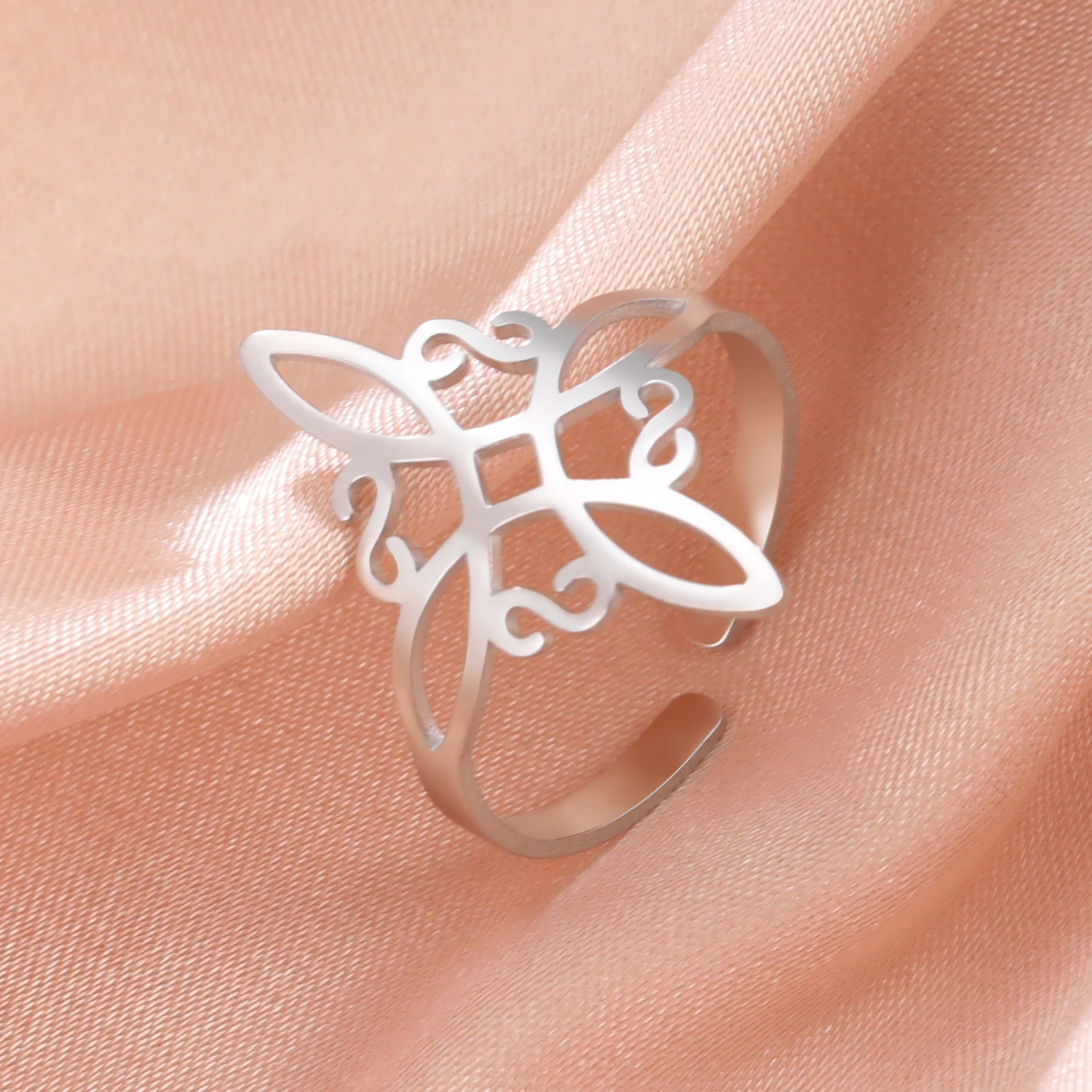 Skyrim Hexenknoten-Ring für Frauen, Edelstahl, verstellbar, offene Fingerringe, 2025, neuer Hexerei-Amulett-Schmuck, Geburtstagsgeschenk – Detail 4