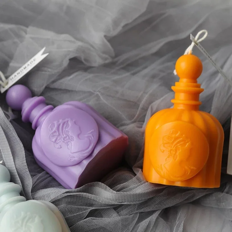 Perfume Bottle Silicone Candle Mould DIY Handmade Scented Aromatherapy Candle Mold 3D Crafts Epoxy Resin Form For Candle Holder