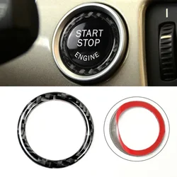 For BMW E90 E92 E93 Car Engine Start Stop Button Switch Ring Trim Switch Button Black Carbon Fiber Decals Interior Accessories