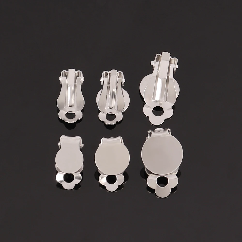 10pcs Stainless Steel Round Flat Ear Clip Base Cabochon Bezel Tray Earrings Clips For DIY Jewelry Makings Accessories image 4
