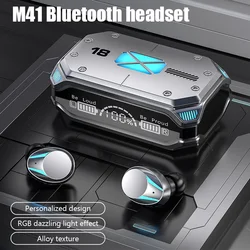 #M41 Bluetooth Earphones Wireless Headphones Smart Touch Digital Display Stereo Sound Earbuds With Colour Light Magnetic Suction