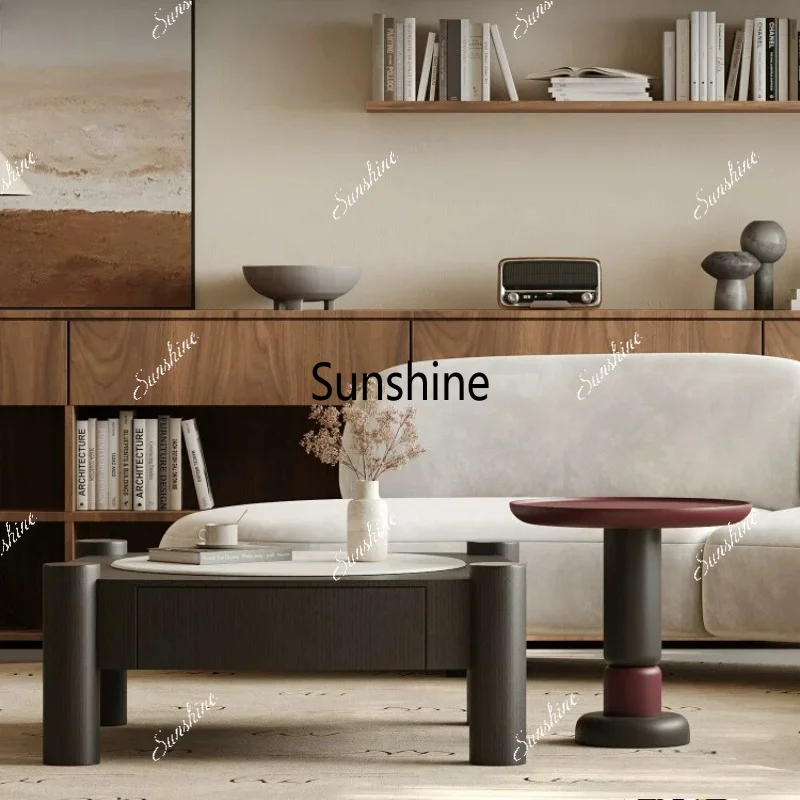 Italian minimalist luxury stone coffee table living room household square marble coffee table