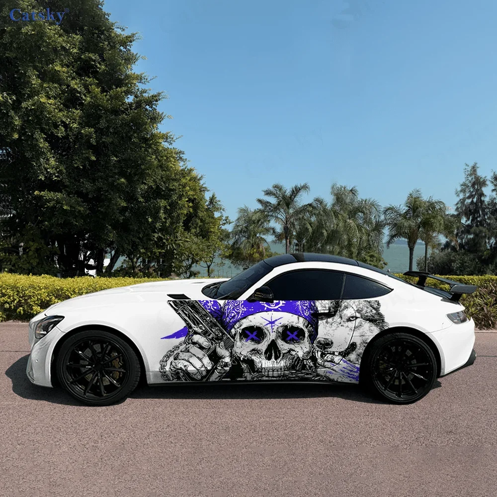 

Злой череп волк боковая наклейка автомобиля ПВХ самоводонепроницаемая палочка, яркие авто внешние аксессуары Декор защитный подарок для любителя автомобилей