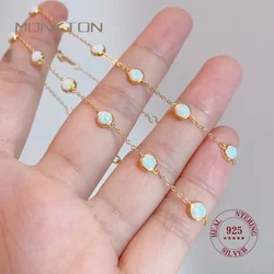Monkton S925 Sterling Silver Opal Bracelet for Women 14Kgold Plated Tennis Bracelet Jewelry Anniversary Birthday for Girls Wife