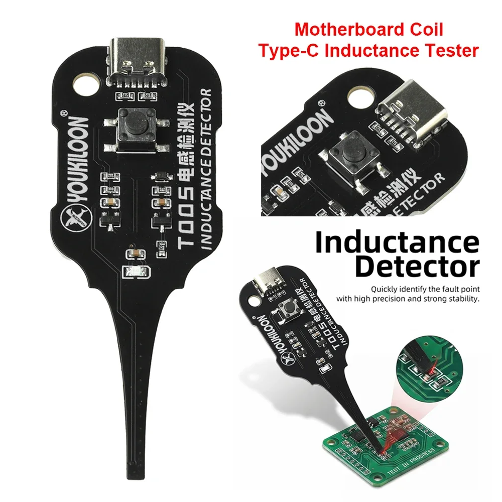 T005 DC 5V Capacitor Inductance Tester Electromagnetic Induction Motherboard Quick Detector Mobile Phone Repair Inductance Meter