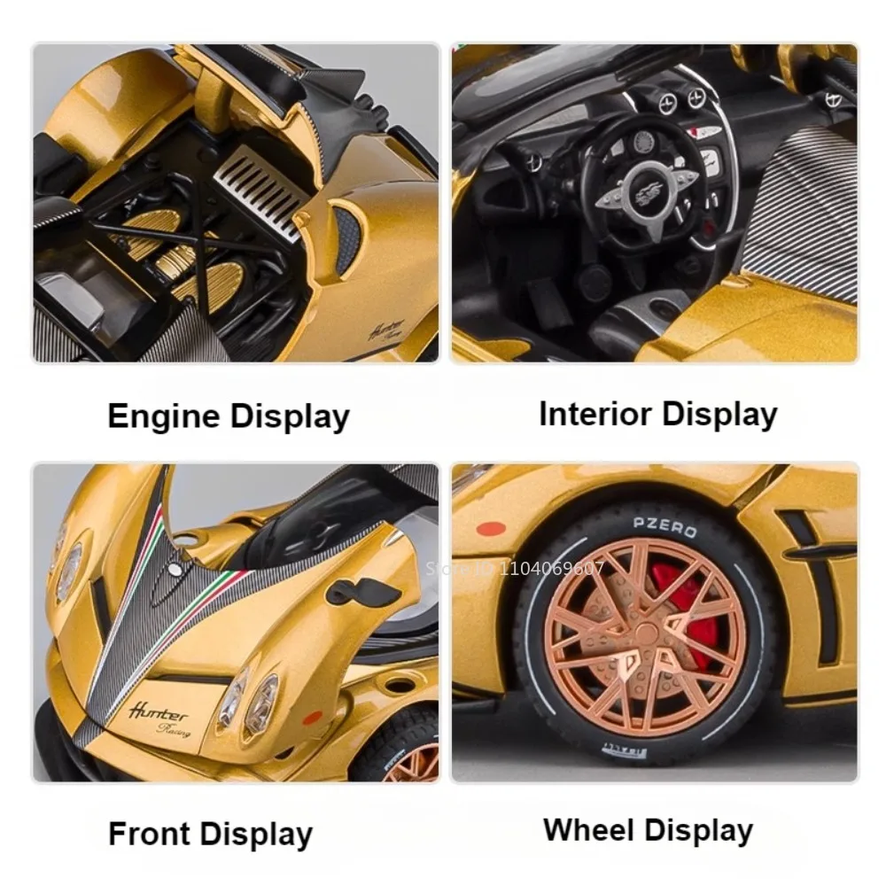 1:22 Pagani P1 Huayra Model Samochodu Sportowego Zabawka Odlew Metalowy Dźwięk Światło Napęd Pull-Back Otwierane Drzwi Dekoracja Domu Supercars