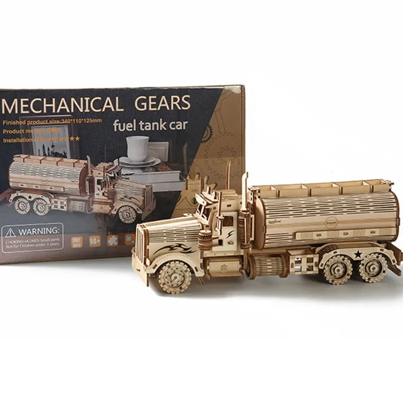 DIY 3D Houten Puzzels Brandstof Truck Model Jigsaw modelbouwpakketten hout Montage Speelgoed voor Kinderen Volwassenen Educatief Speelgoed