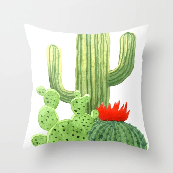 Cactus Throw Pillow Cover Succulent Desert Plant Cushion  for Home Sofa Chair