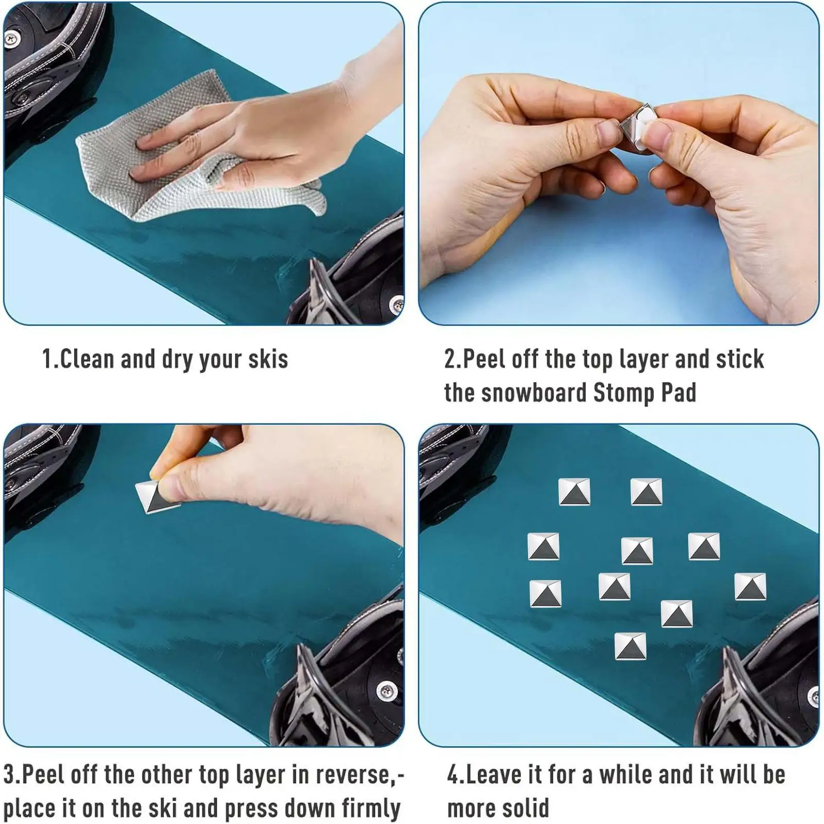 Snowboard Stomp Pad Ijzer Sneeuw Sportuitrusting Driehoekige Pentagram Ski Stomp Pads Voor Dames Heren Volwassenen Tieners Beginners