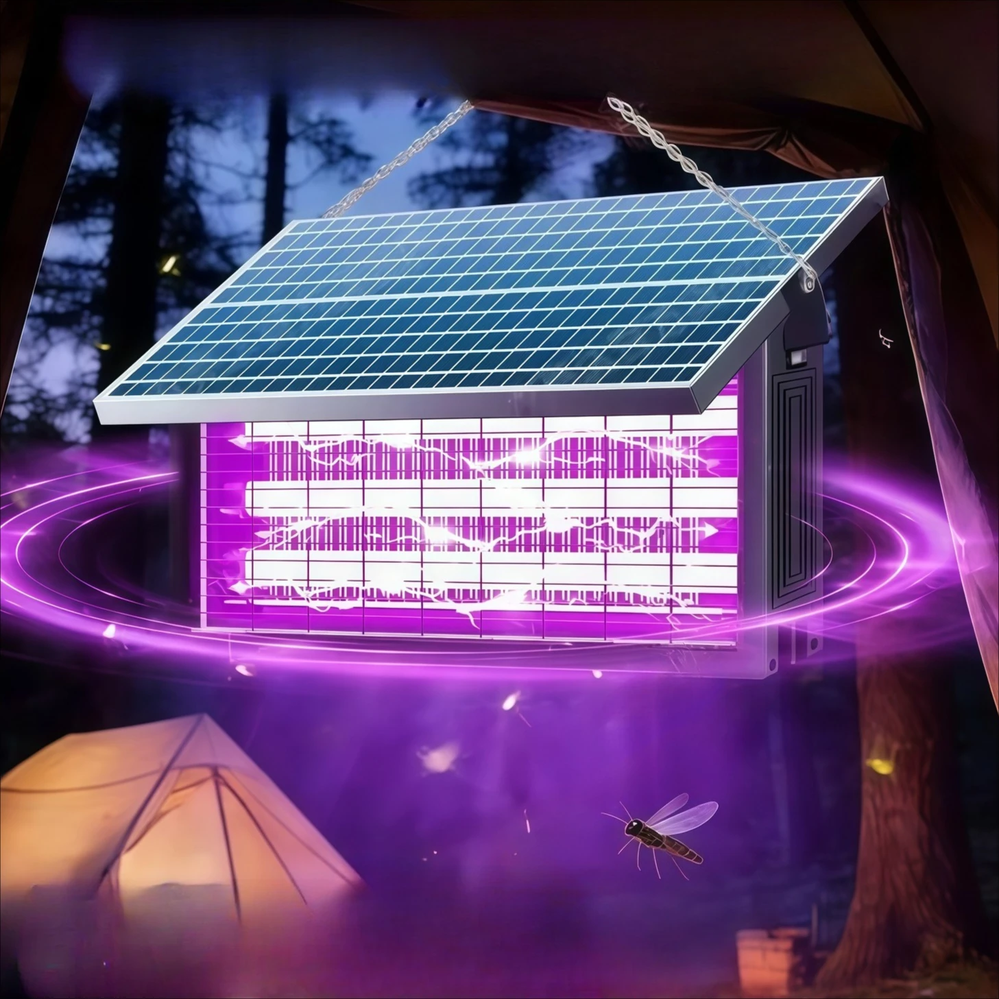 Lámpara Solar Antimosquitos de Doble Uso, Mata Insectos Eléctrico para Exteriores, Atrapa Moscas, para Hogar, Jardín, Patio, Uso Seguro
