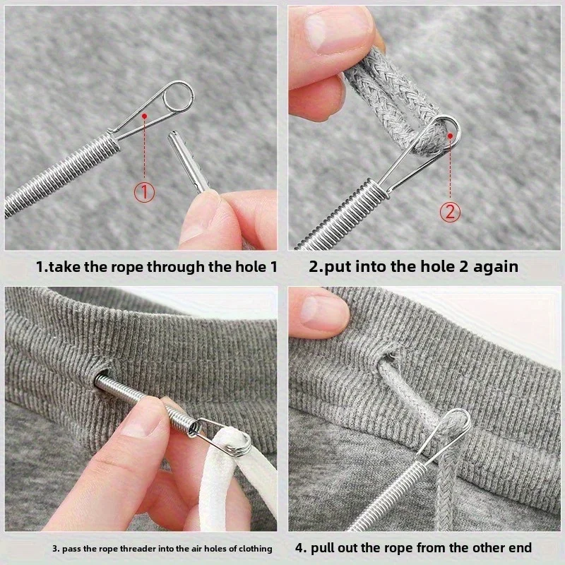 1pcs Rope Threading Tool Bendable Spring Drawstring Threader Clip Drawstring Thread Multi Functional DIY Sewing Accessories