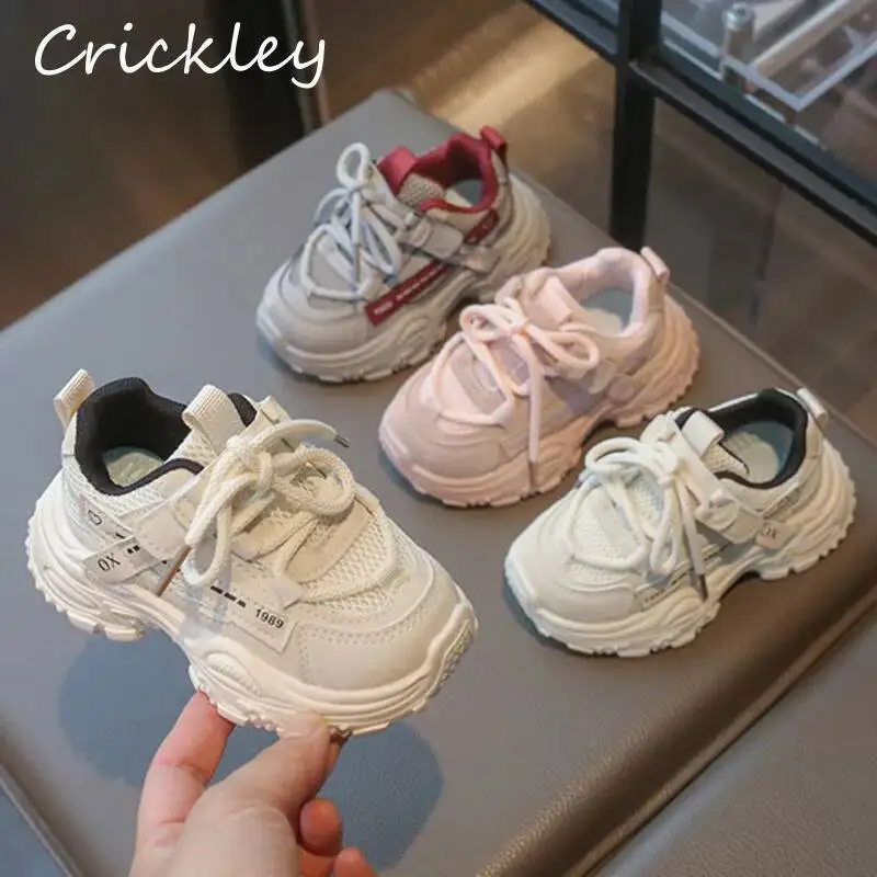 

Spring Autumn Solid Children Sneakers 2026 PU Mesh Kids Sport Shoes Hook Loop Soft Bottom Toddler Boys Girls Casual Shoes