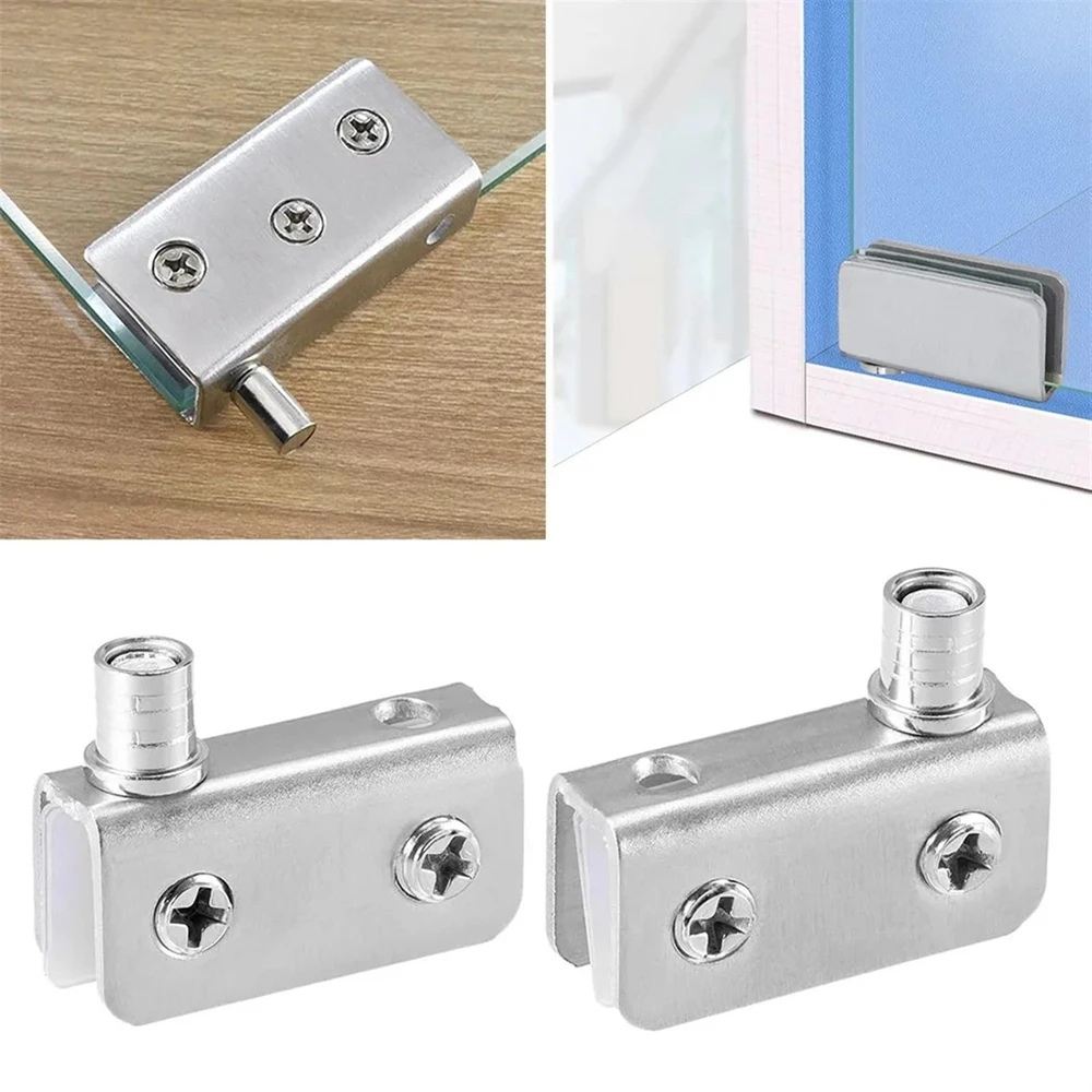 Stainless Steel Adjustable Clamp Pivot Glass Door Replace Hinge for 5-8mm Thickness Glass Suitable for Fixed Cabinet Glass Door