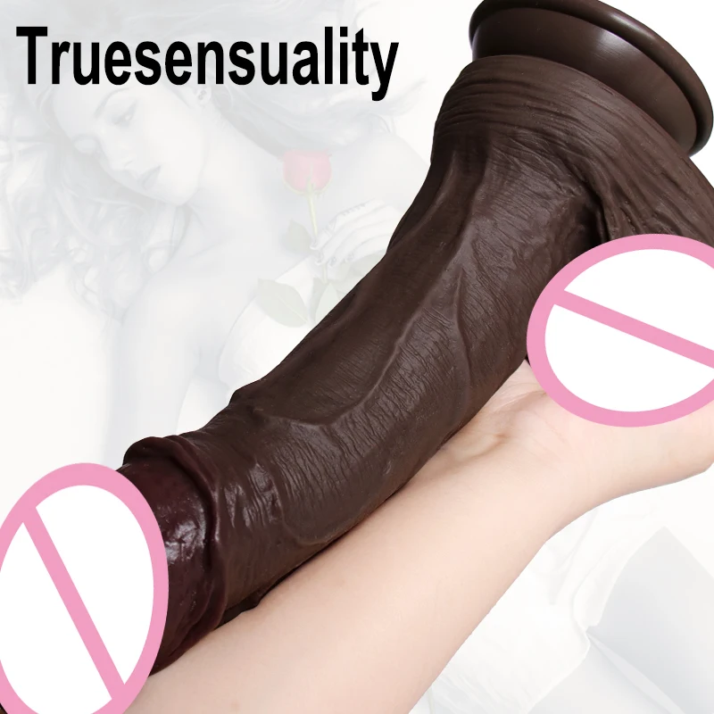 New Realistic Dildo Dark Brown for Women Skin Real Penis Testicles Anal Vaginal Stimulation Strapon Big Dick Sex Toys for Woman