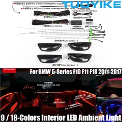 9 / 18-Colors Interior LED Ambient Light Dashboard Penetration Decoration Atmosphere Lamps CIC NBT For BMW 5' F10 F18 2010-17