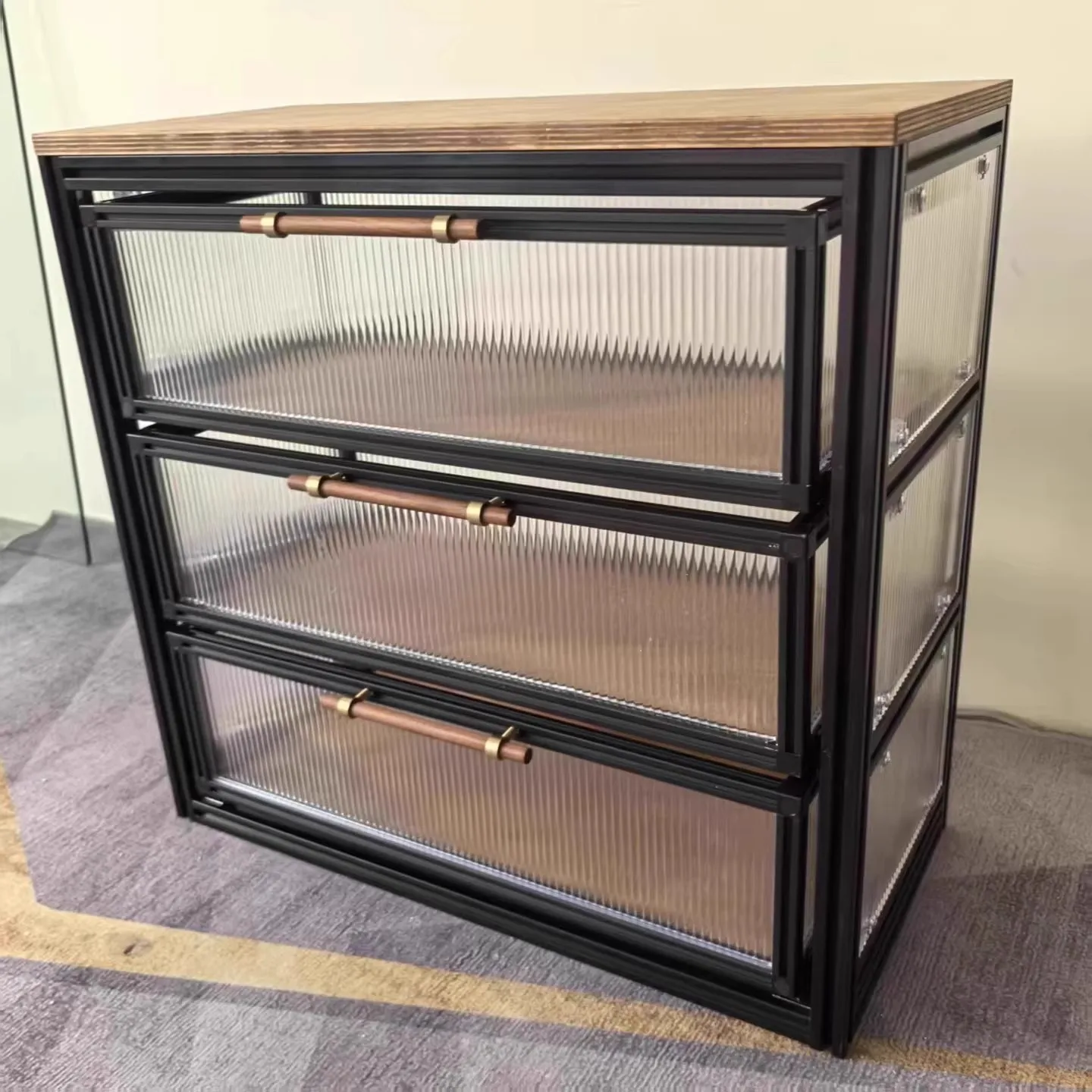 

Aluminum profile marine plate storage rack birch acrylic supermarket display cabinet household cart display cabinet